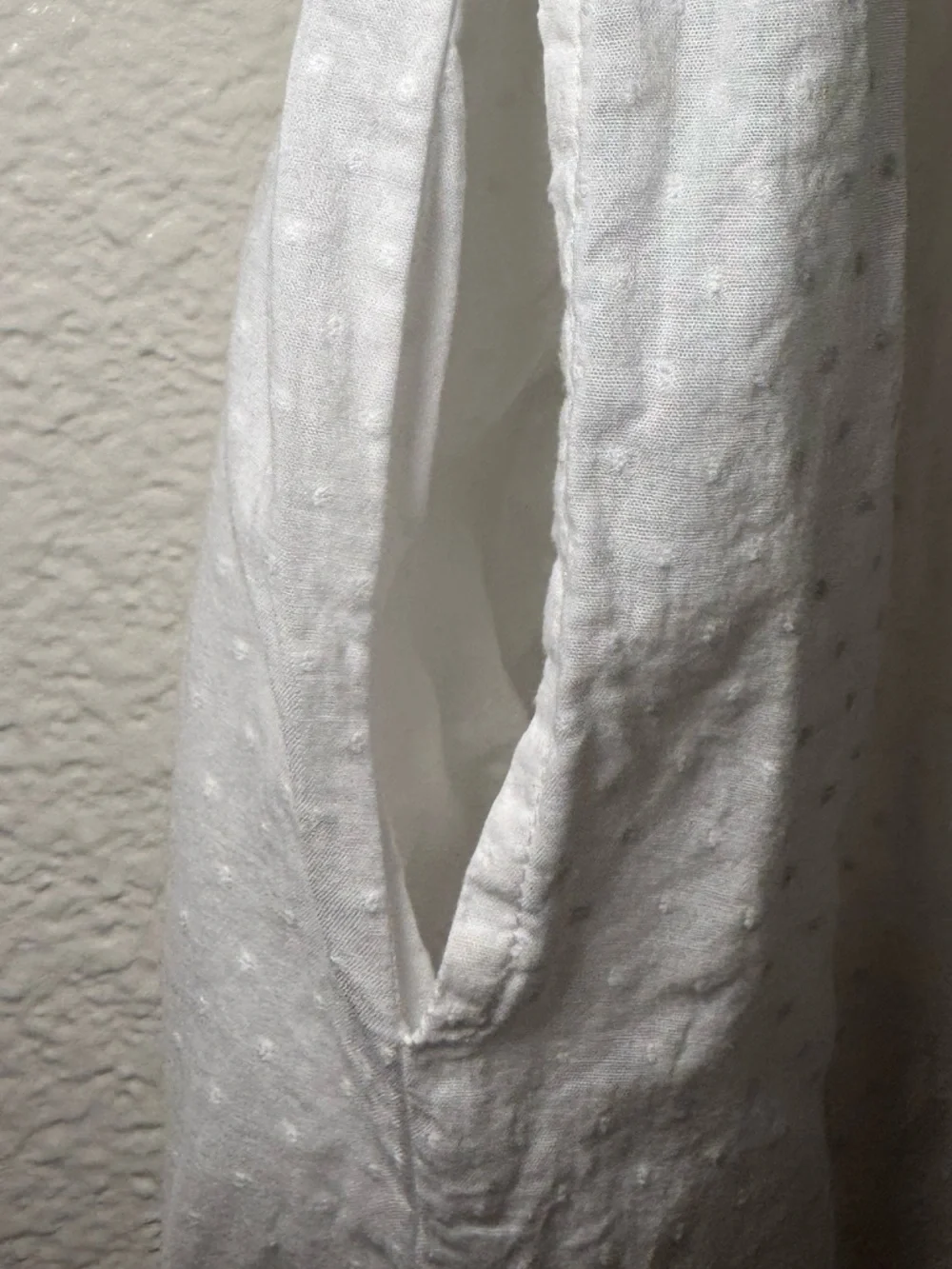 White Square-Neck Mini Dress with pockets 109% cotton